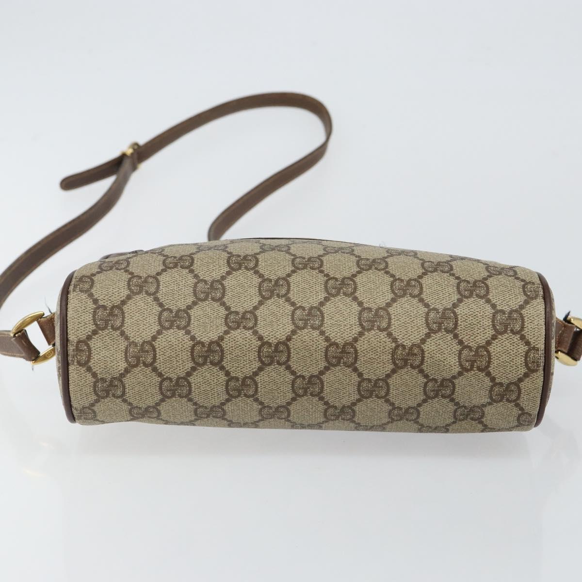 GUCCI GG Supreme Web Sherry Line Shoulder Bag PVC Beige Gold Auth 144379