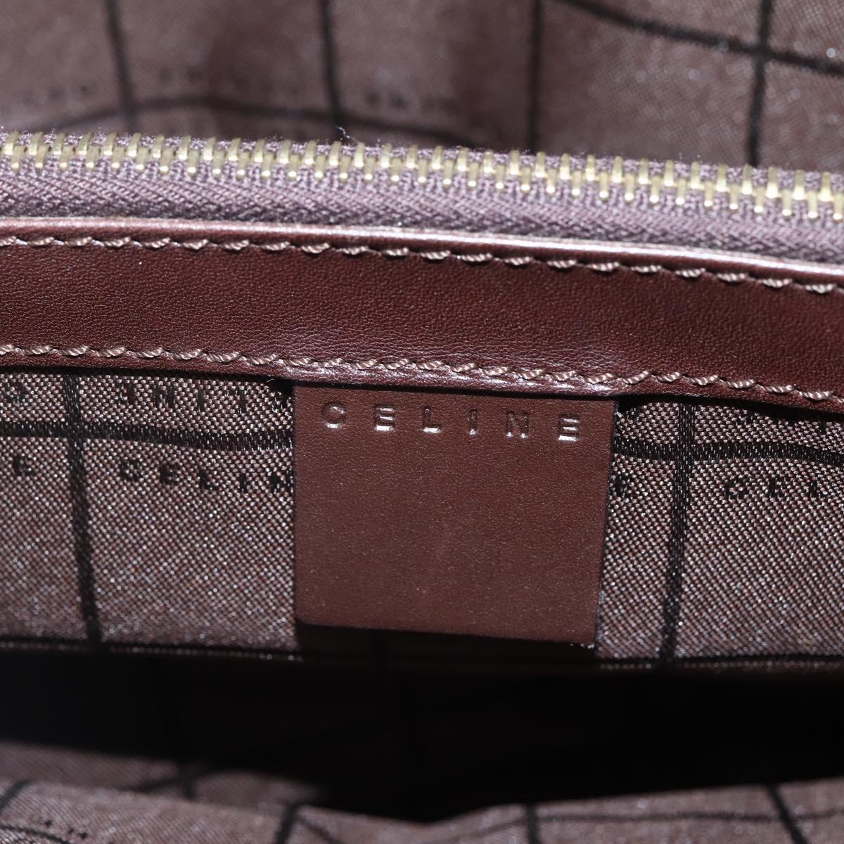 CELINE C Macadam Canvas Hand Bag Brown Gold Auth 144381