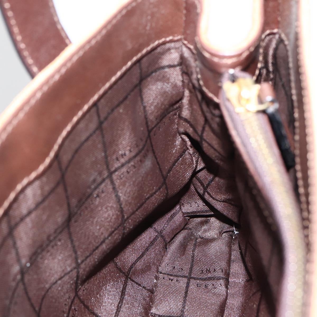 CELINE C Macadam Canvas Hand Bag Brown Gold Auth 144381