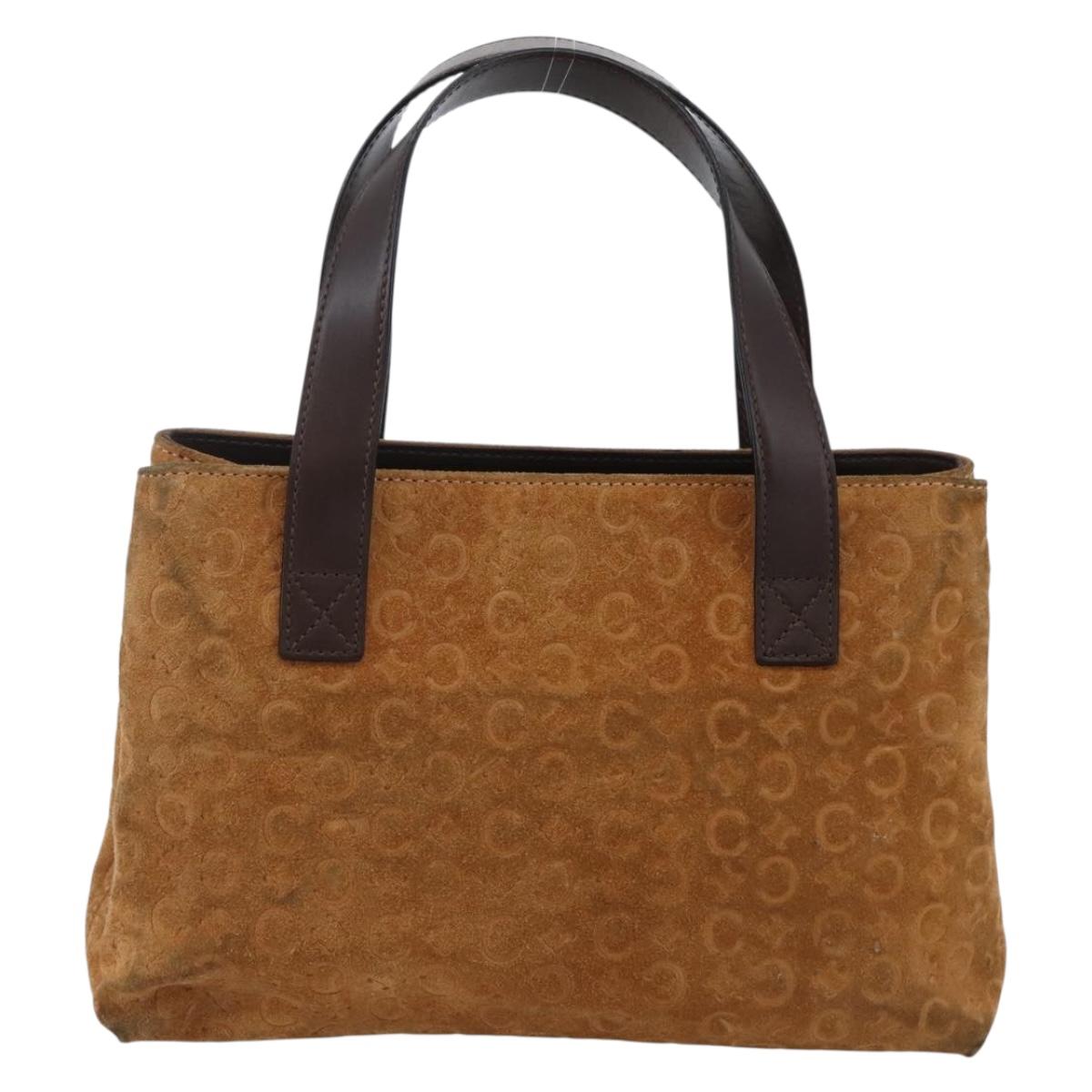 CELINE C Macadam Canvas Hand Bag Brown Gold Auth 144381
