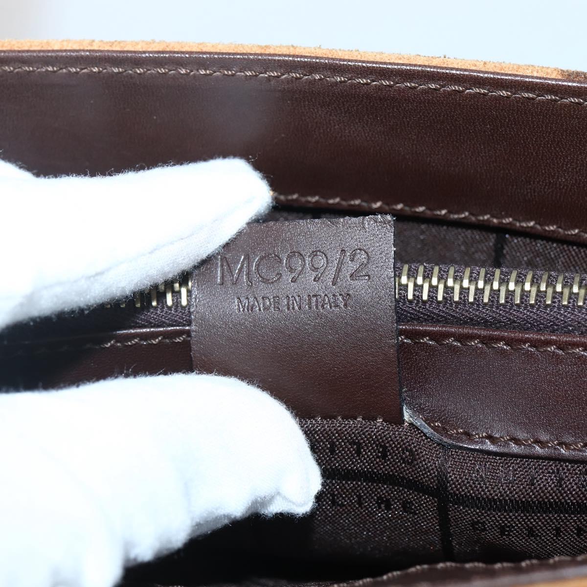 CELINE C Macadam Canvas Hand Bag Brown Gold Auth 144381