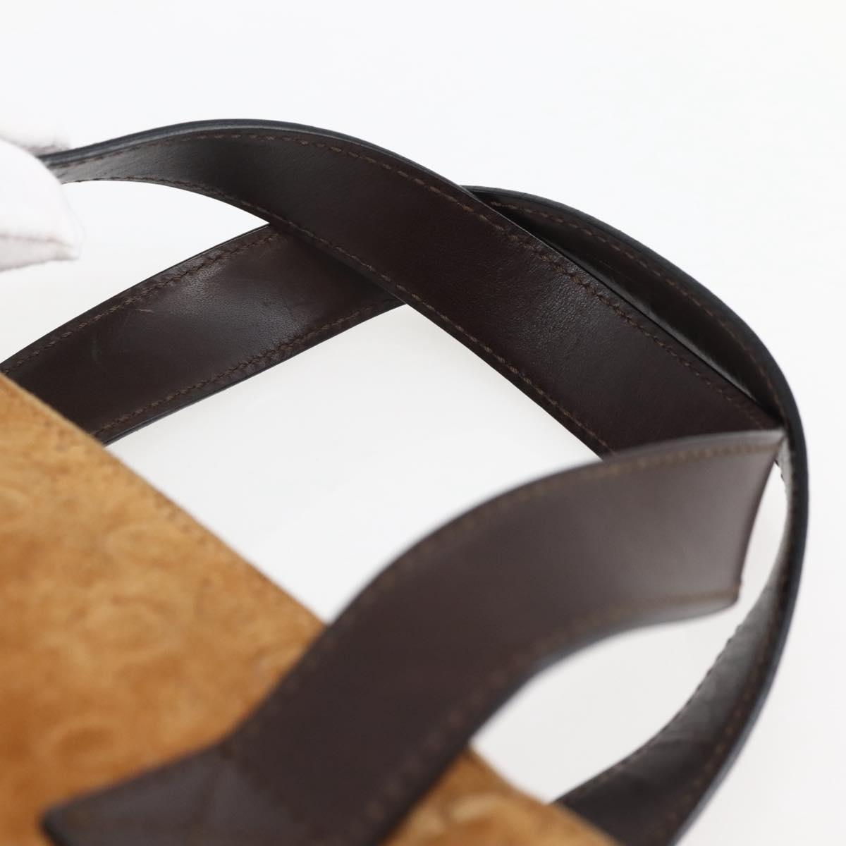 CELINE C Macadam Canvas Hand Bag Brown Gold Auth 144381