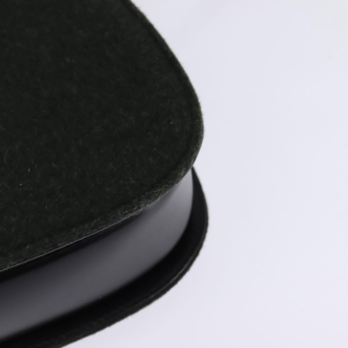 GUCCI Hand Bag Felt 2way Khaki Silver Auth 144382