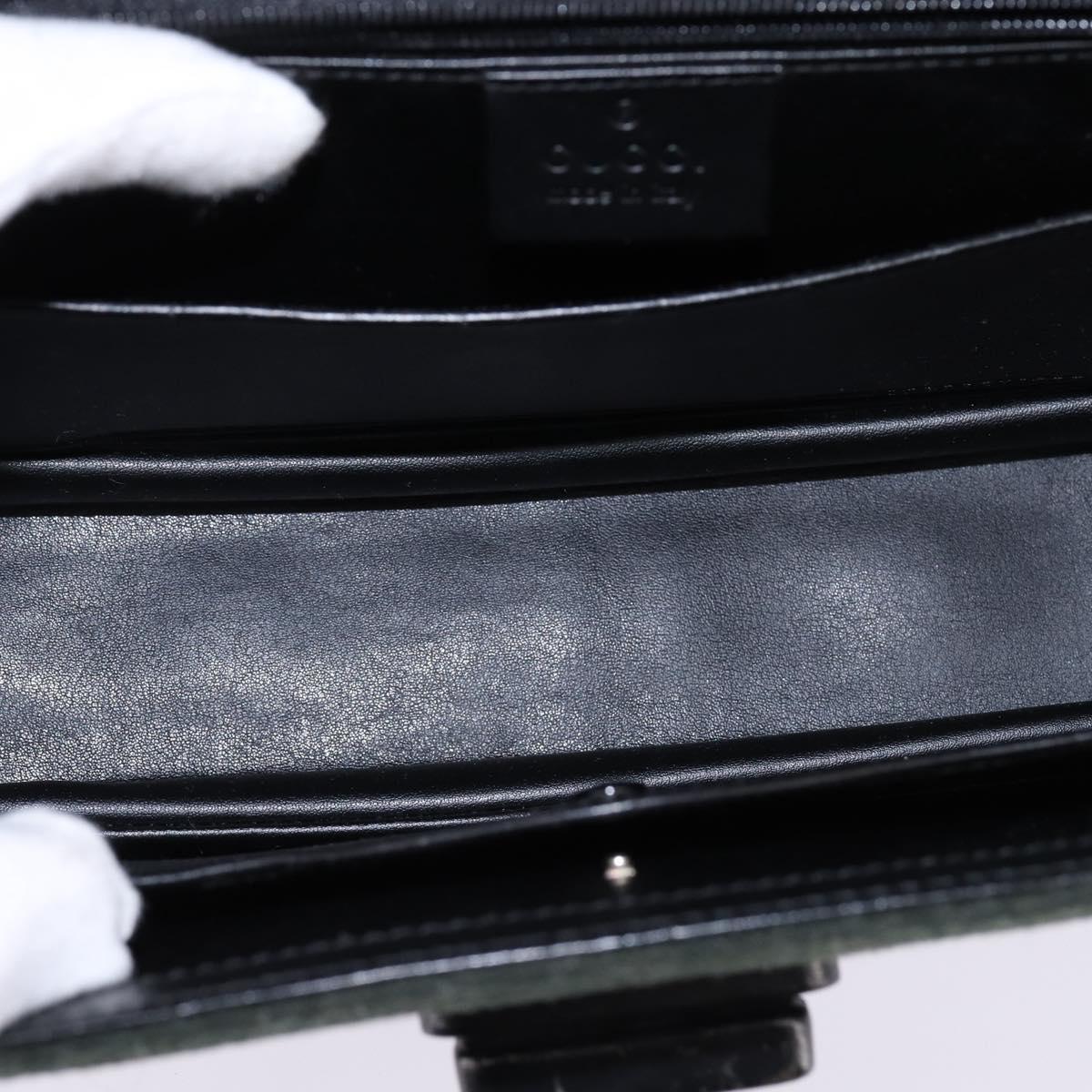 GUCCI Hand Bag Felt 2way Khaki Silver Auth 144382