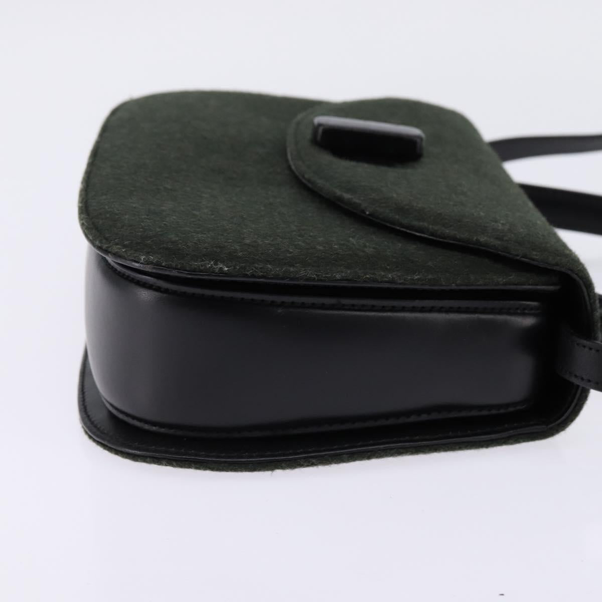 GUCCI Hand Bag Felt 2way Khaki Silver Auth 144382