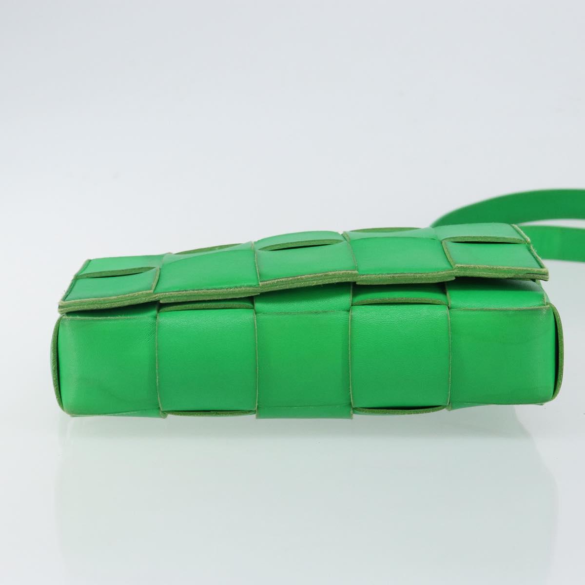 BOTTEGA VENETA Cassette Shoulder Bag Leather Green Auth 144383