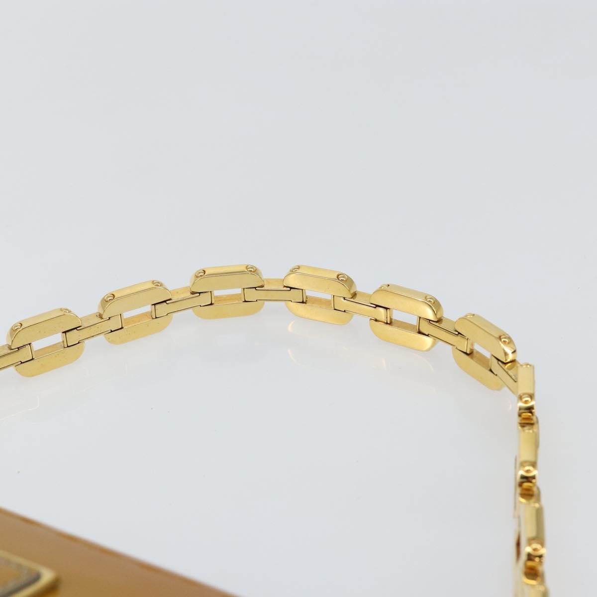 FENDI Mamma Baguette Chain Shoulder Bag Patent leather Gray Gold Auth 144385