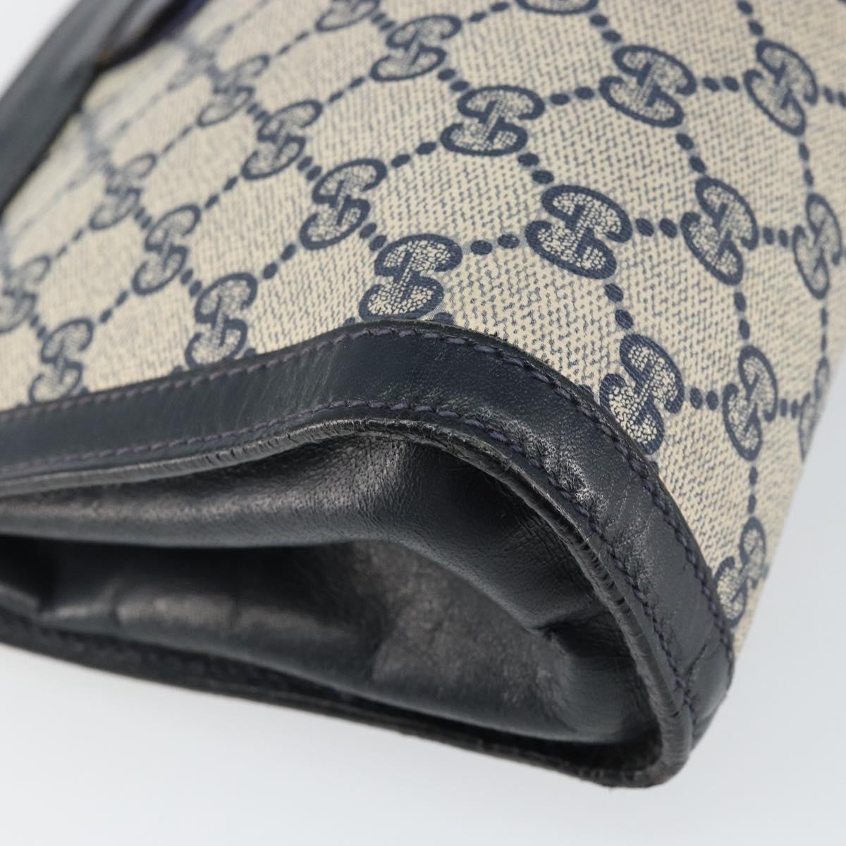 GUCCI GG Supreme Sherry Line Clutch Bag PVC Navy Red Auth 144387