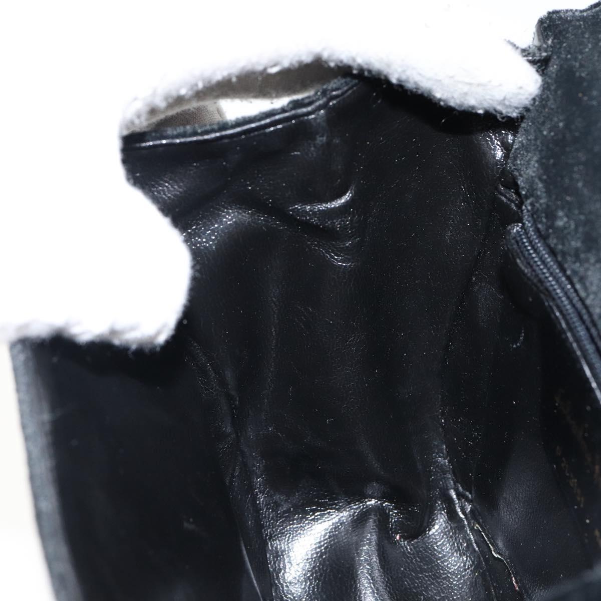 Salvatore Ferragamo Gancini Shoulder Bag Velor Black Gold Auth 144388