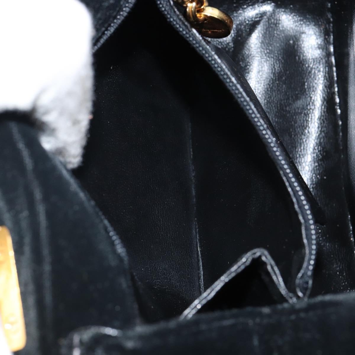 Salvatore Ferragamo Gancini Shoulder Bag Velor Black Gold Auth 144388