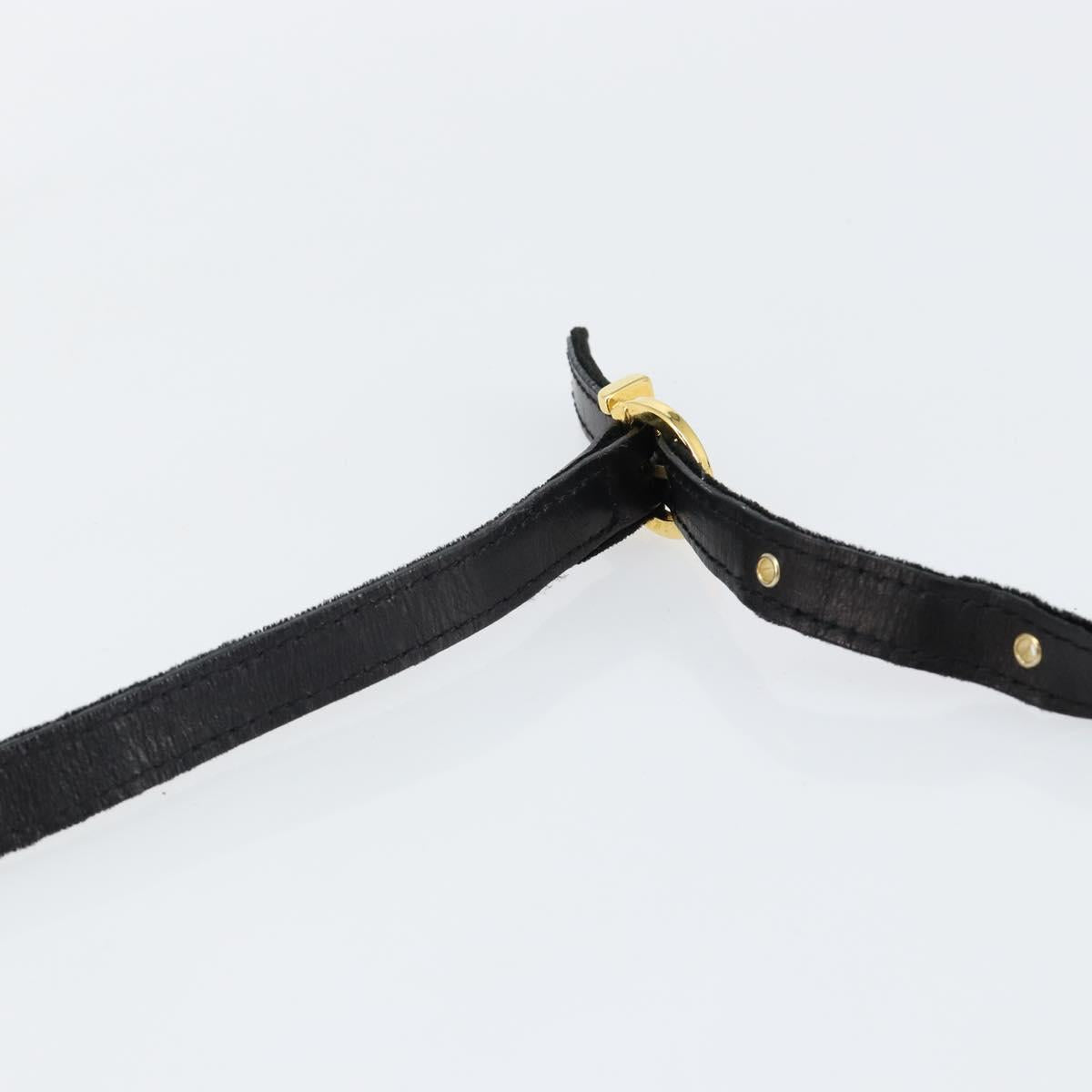 Salvatore Ferragamo Gancini Shoulder Bag Velor Black Gold Auth 144388