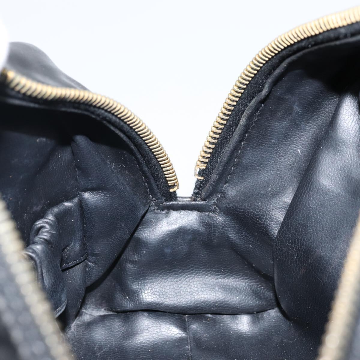 CHANEL COCO Mark Vanity Cosmetic Pouch Patent leather Black Gold CC Auth 144394