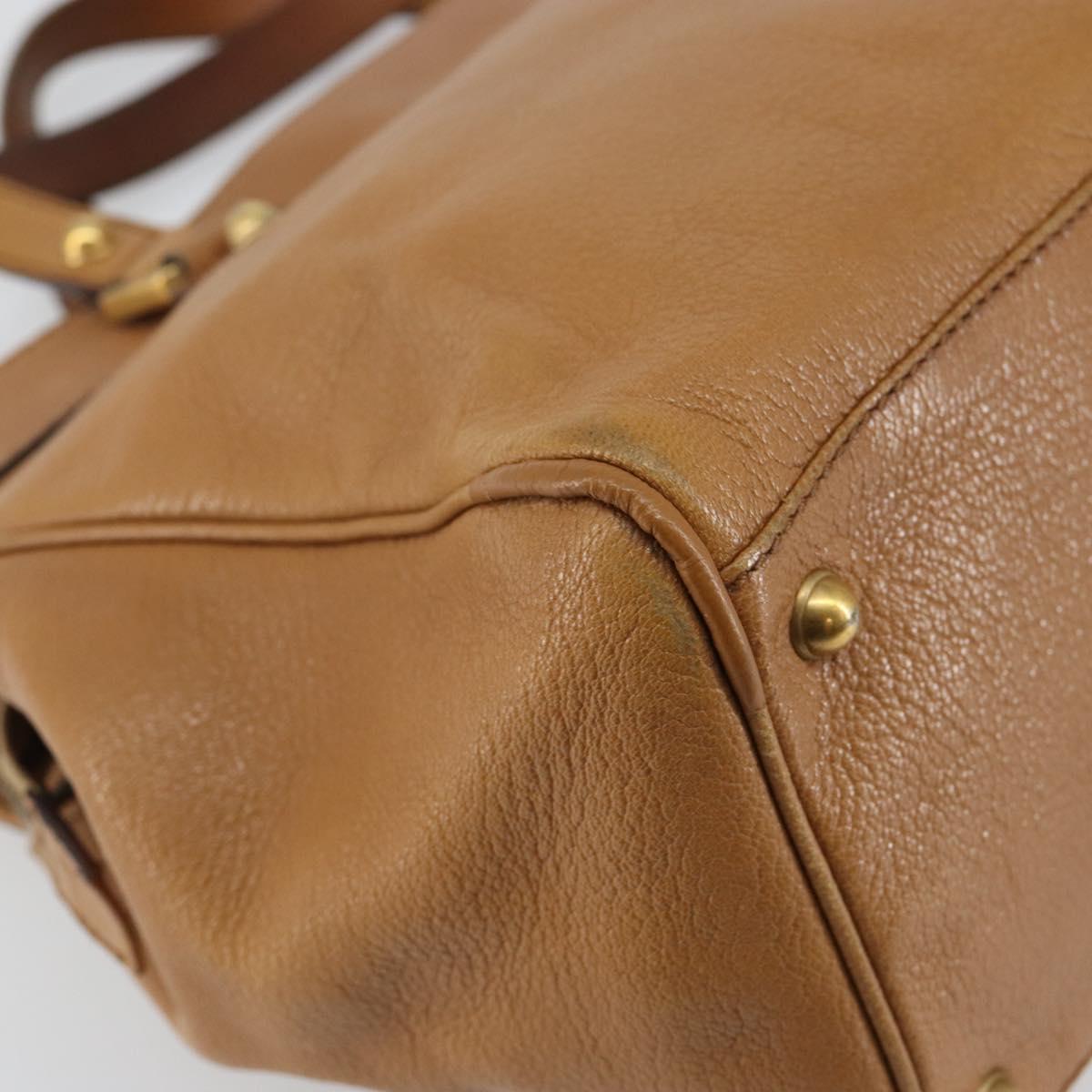 GUCCI Hand Bag Leather Beige Gold 121551 Auth 144406