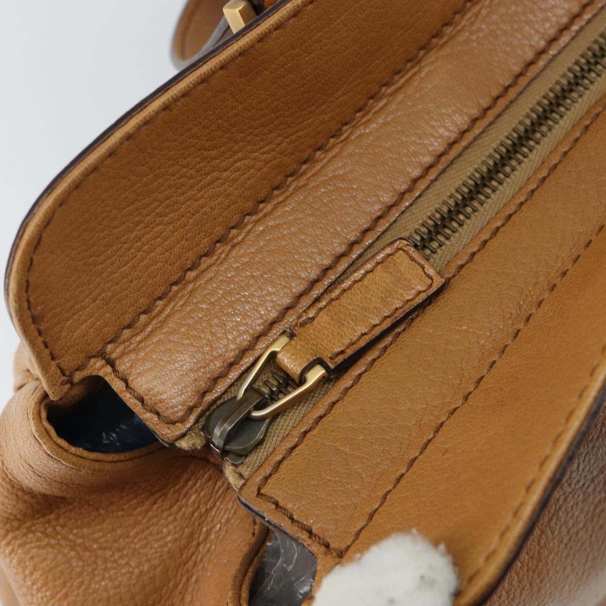 GUCCI Hand Bag Leather Beige Gold 121551 Auth 144406