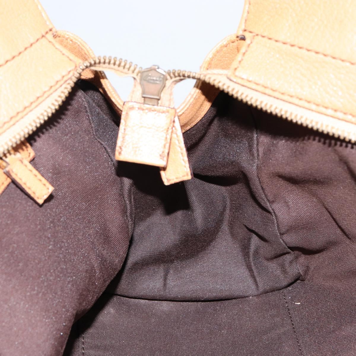 GUCCI Hand Bag Leather Beige Gold 121551 Auth 144406