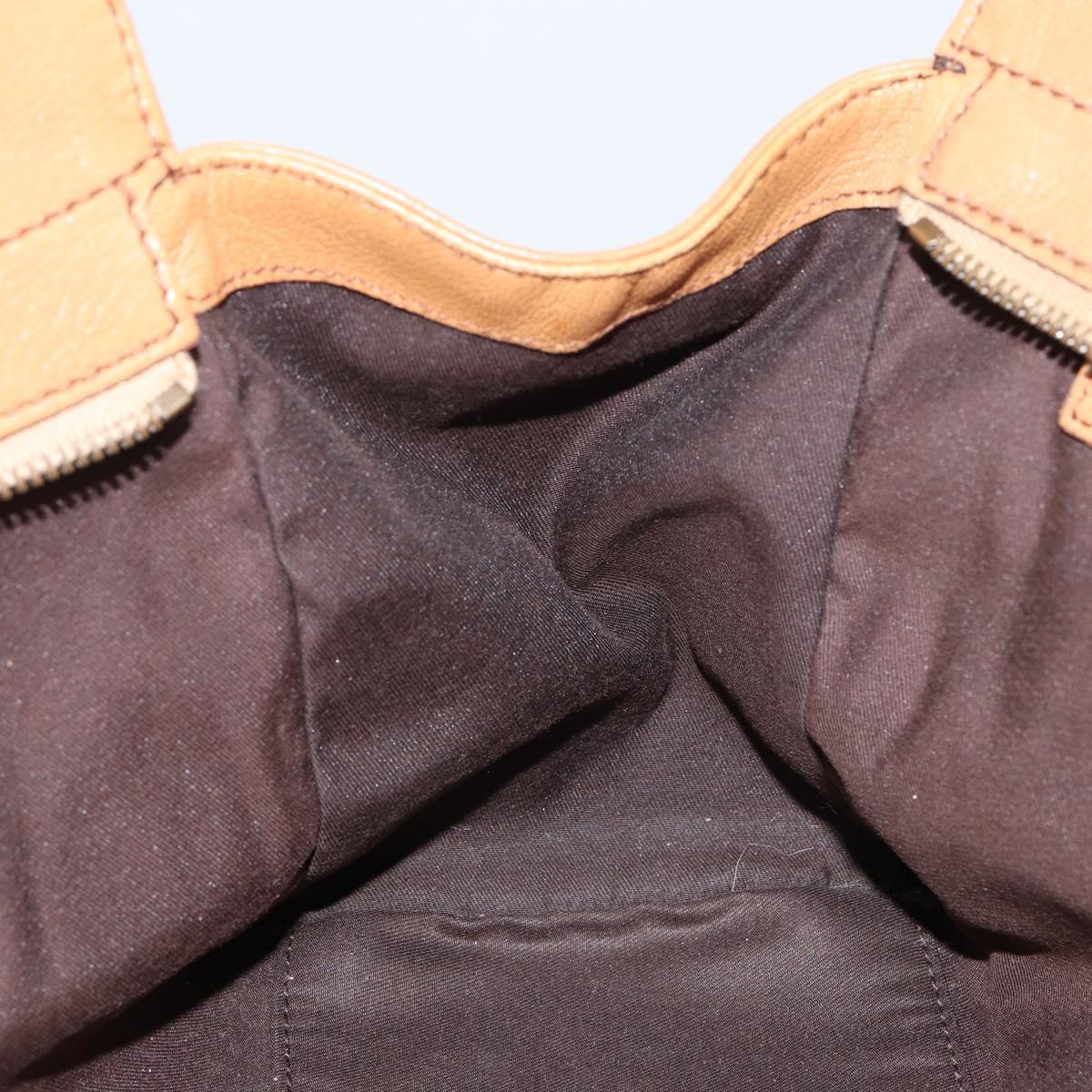 GUCCI Hand Bag Leather Beige Gold 121551 Auth 144406