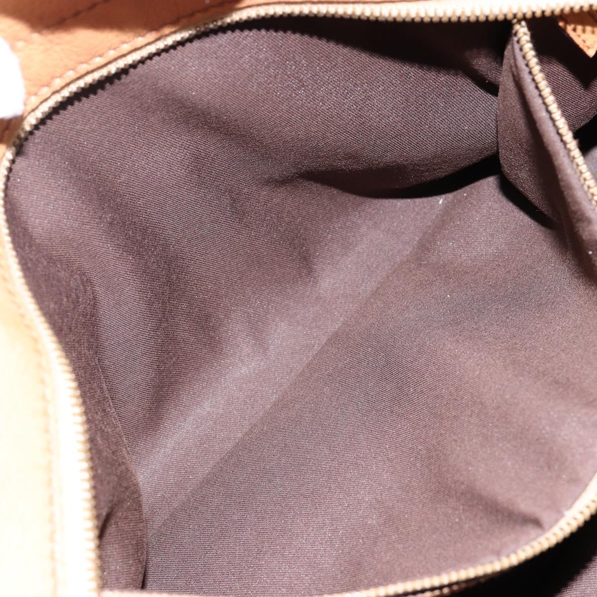 GUCCI Hand Bag Leather Beige Gold 121551 Auth 144406