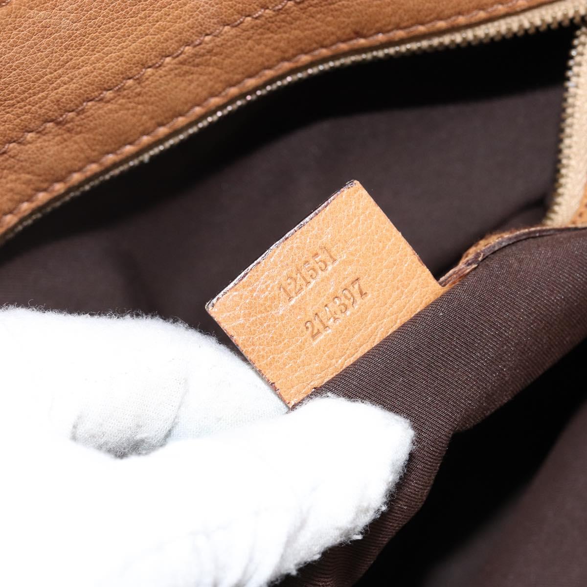 GUCCI Hand Bag Leather Beige Gold 121551 Auth 144406