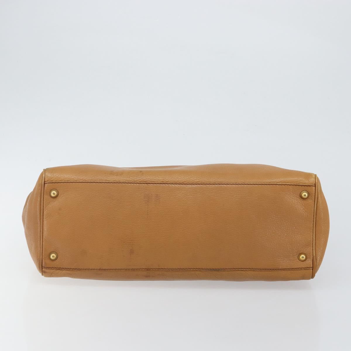 GUCCI Hand Bag Leather Beige Gold 121551 Auth 144406