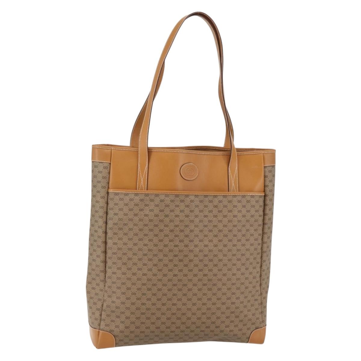 GUCCI Micro GG Supreme Tote Bag PVC Beige Gold 002 123 0135 Auth 144408