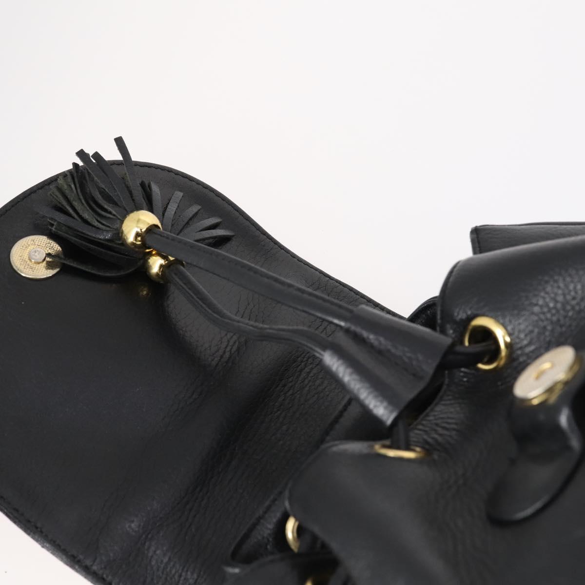 MCM Studs Backpack Leather Black Gold Auth 144411