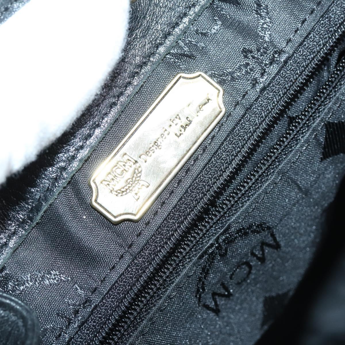 MCM Studs Backpack Leather Black Gold Auth 144411