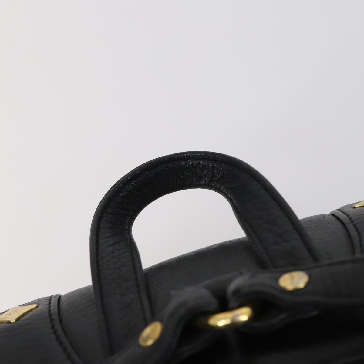 MCM Studs Backpack Leather Black Gold Auth 144411