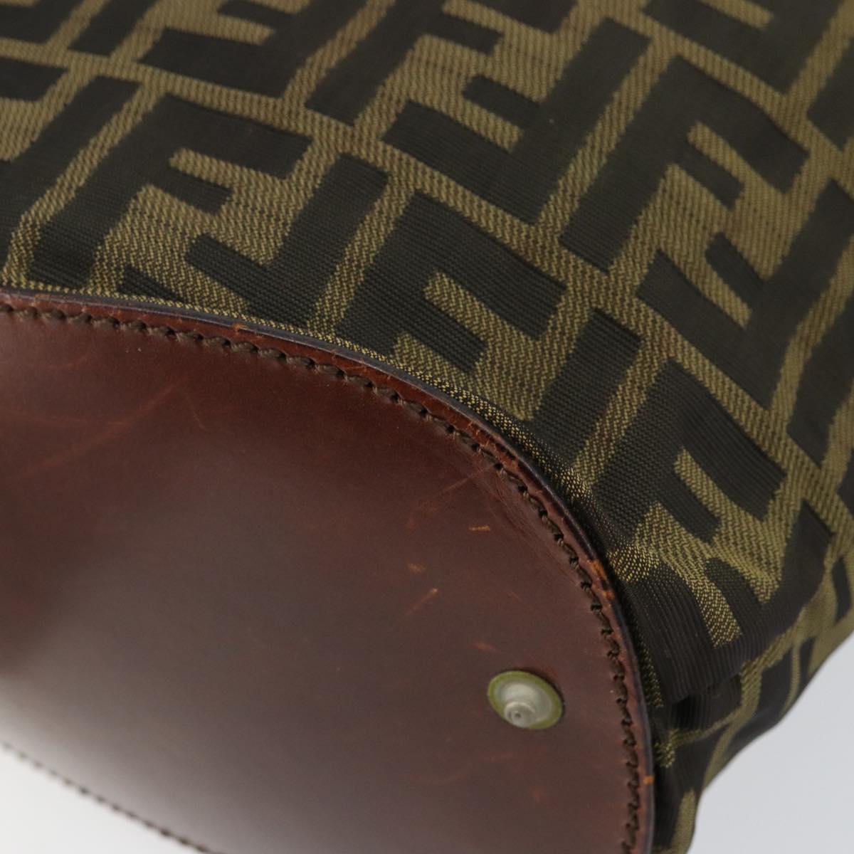 FENDI Zucca Canvas Hand Bag Black Brown Auth 144412