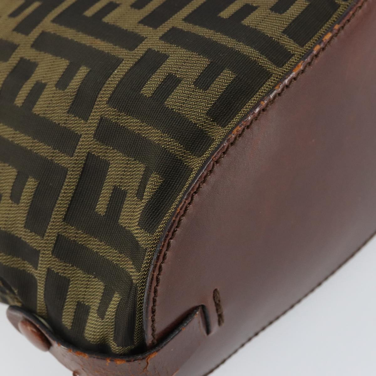 FENDI Zucca Canvas Hand Bag Black Brown Auth 144412