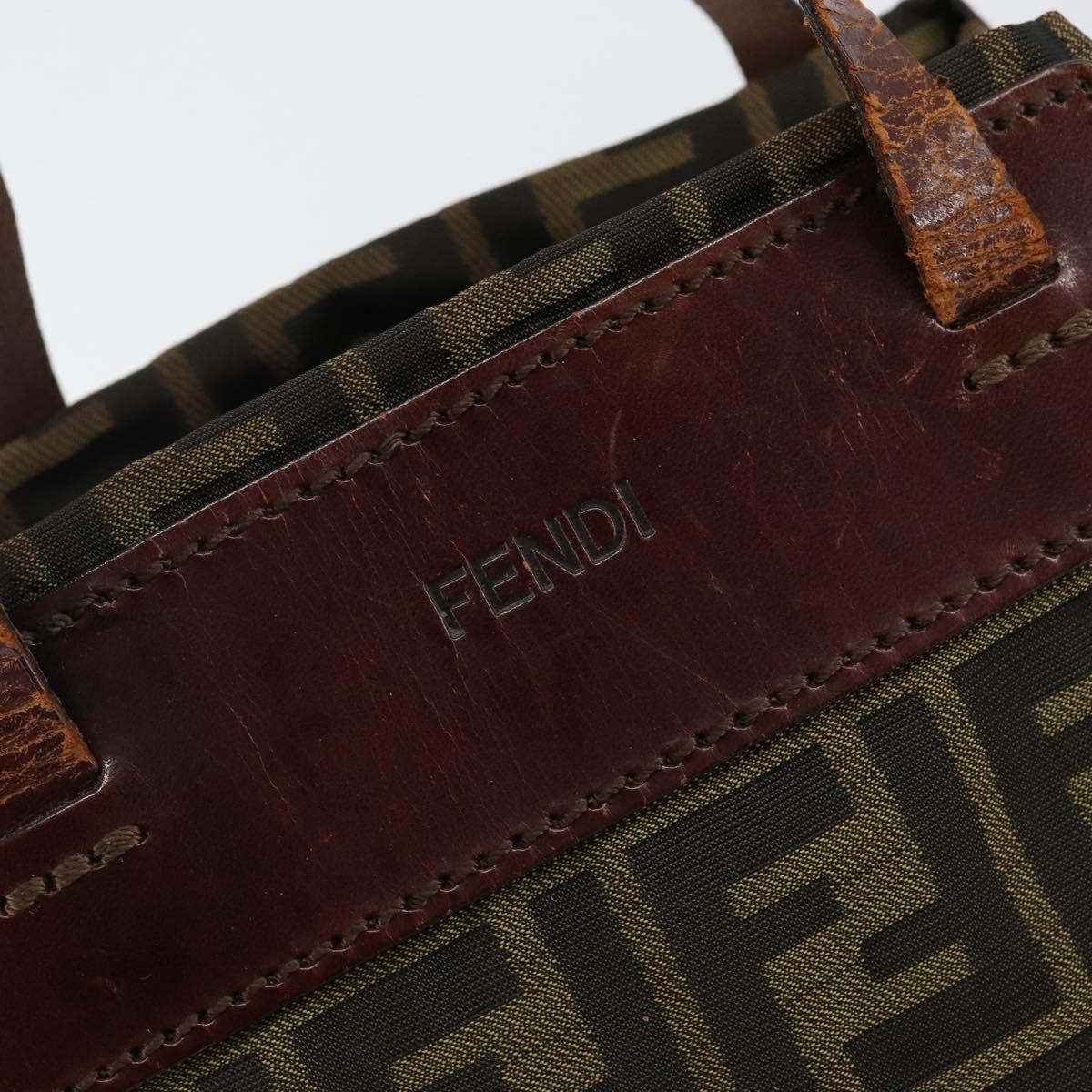 FENDI Zucca Canvas Hand Bag Black Brown Auth 144412