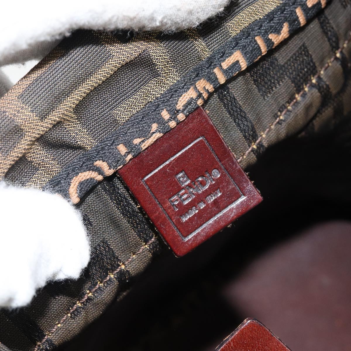 FENDI Zucca Canvas Hand Bag Black Brown Auth 144412