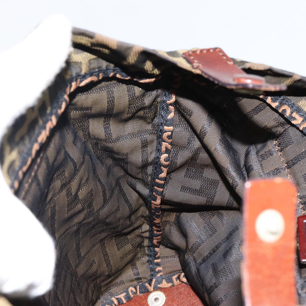 FENDI Zucca Canvas Hand Bag Black Brown Auth 144412