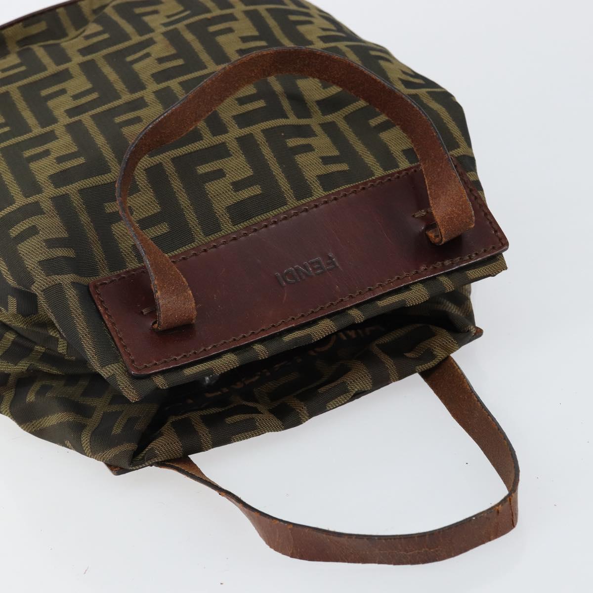 FENDI Zucca Canvas Hand Bag Black Brown Auth 144412