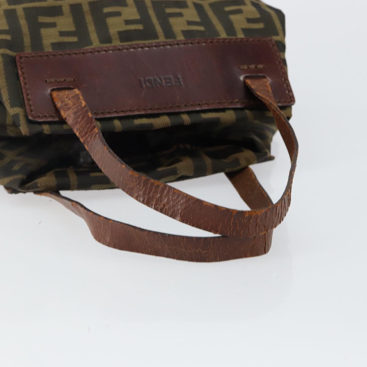 FENDI Zucca Canvas Hand Bag Black Brown Auth 144412