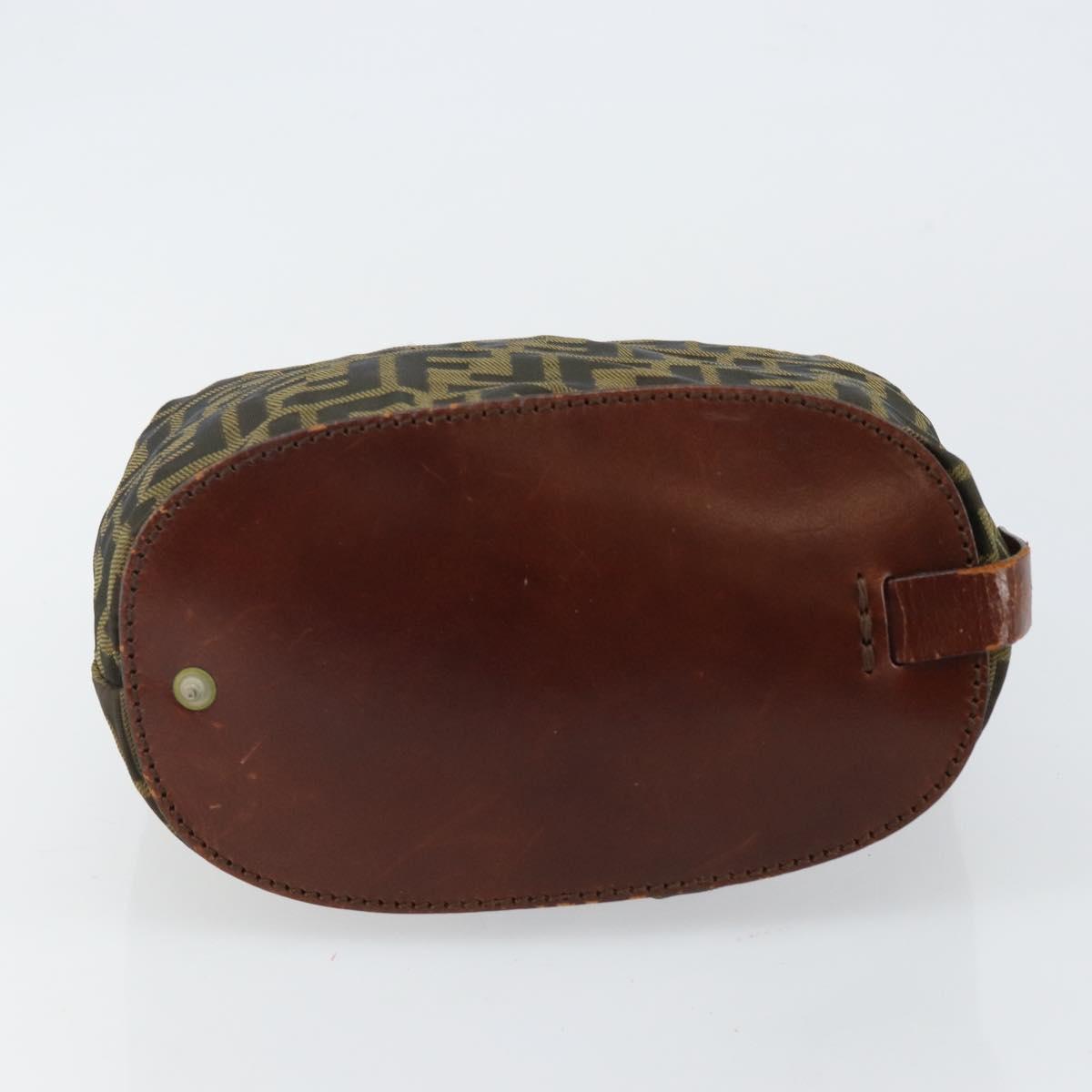 FENDI Zucca Canvas Hand Bag Black Brown Auth 144412