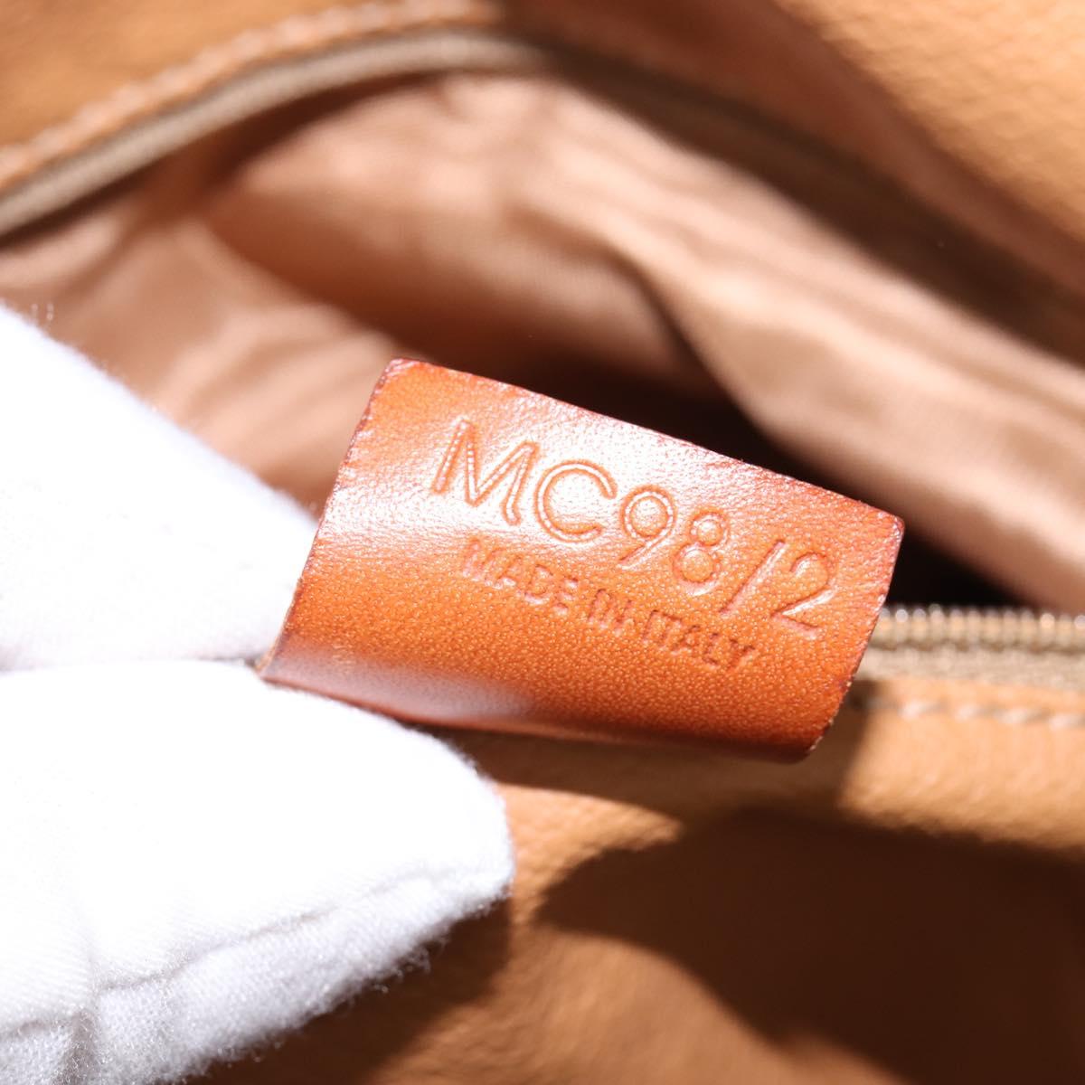 CELINE Macadam Canvas Boston Bag PVC Leather Brown Gold Auth 144413