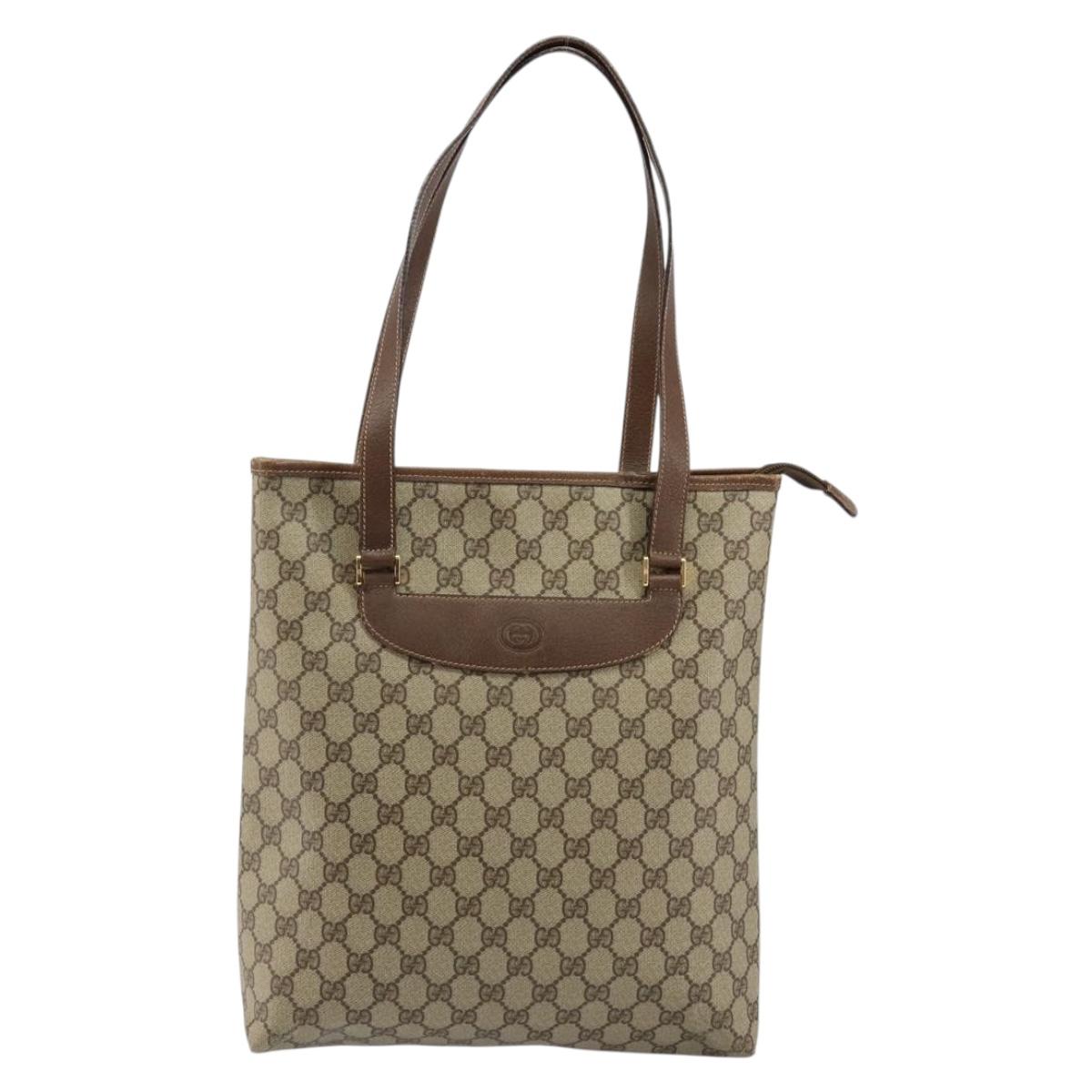 GUCCI GG Supreme PVC Tote Bag Beige Gold 002 39 6130 Auth 144414