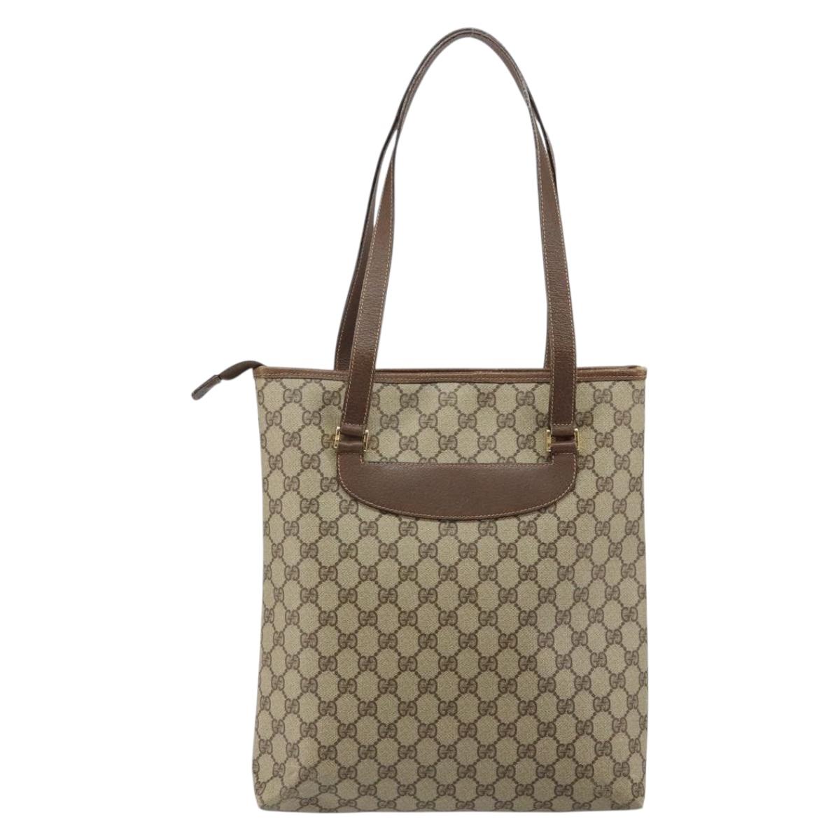 GUCCI GG Supreme PVC Tote Bag Beige Gold 002 39 6130 Auth 144414