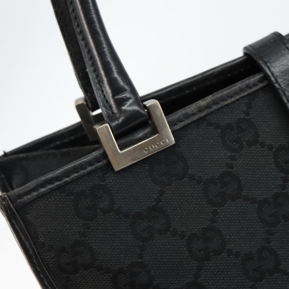 GUCCI GG Canvas Jackie Hand Bag Black Silver 002 1065 Auth 144418