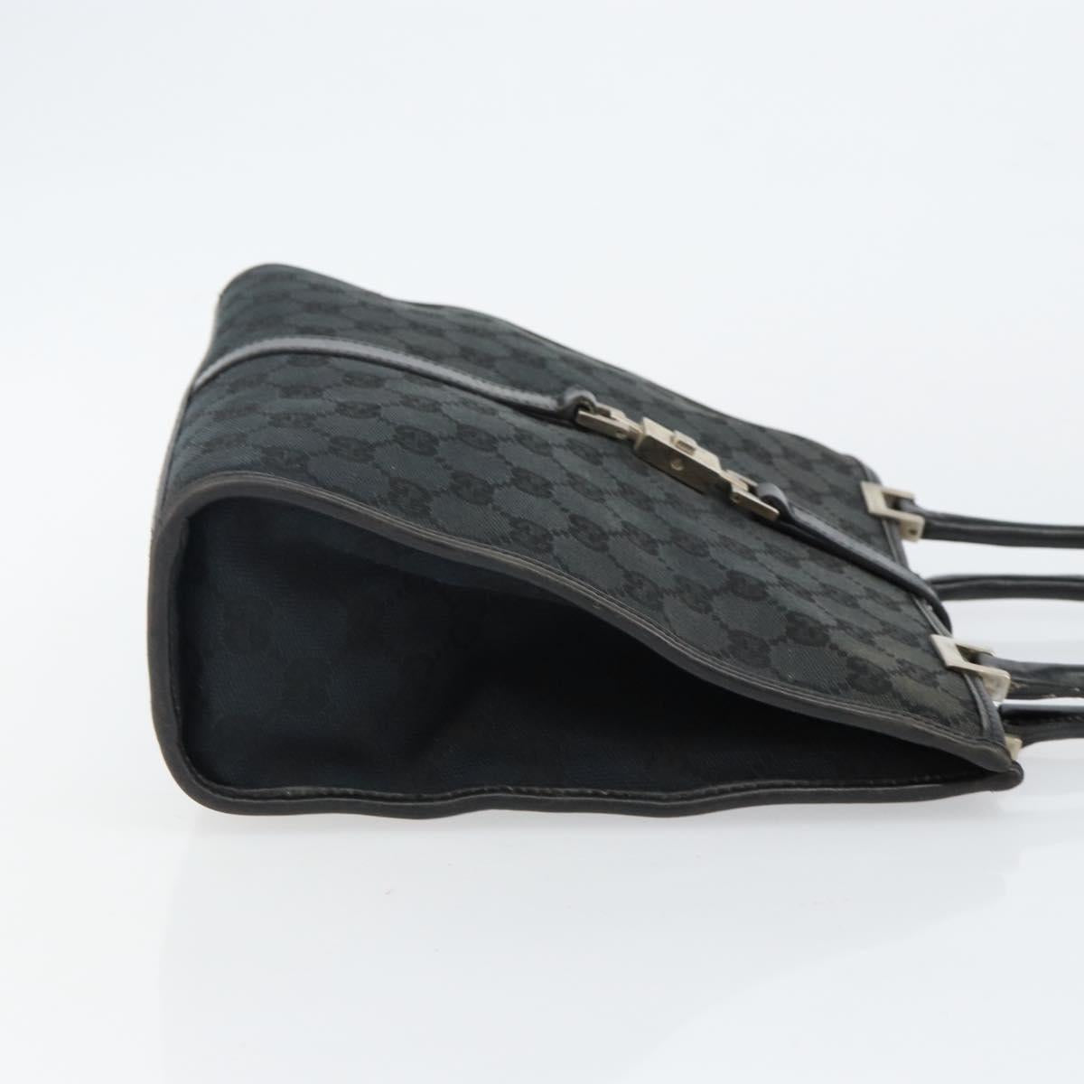 GUCCI GG Canvas Jackie Hand Bag Black Silver 002 1065 Auth 144418