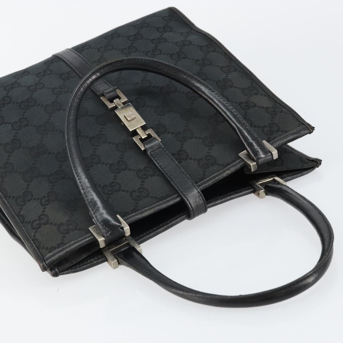 GUCCI GG Canvas Jackie Hand Bag Black Silver 002 1065 Auth 144418