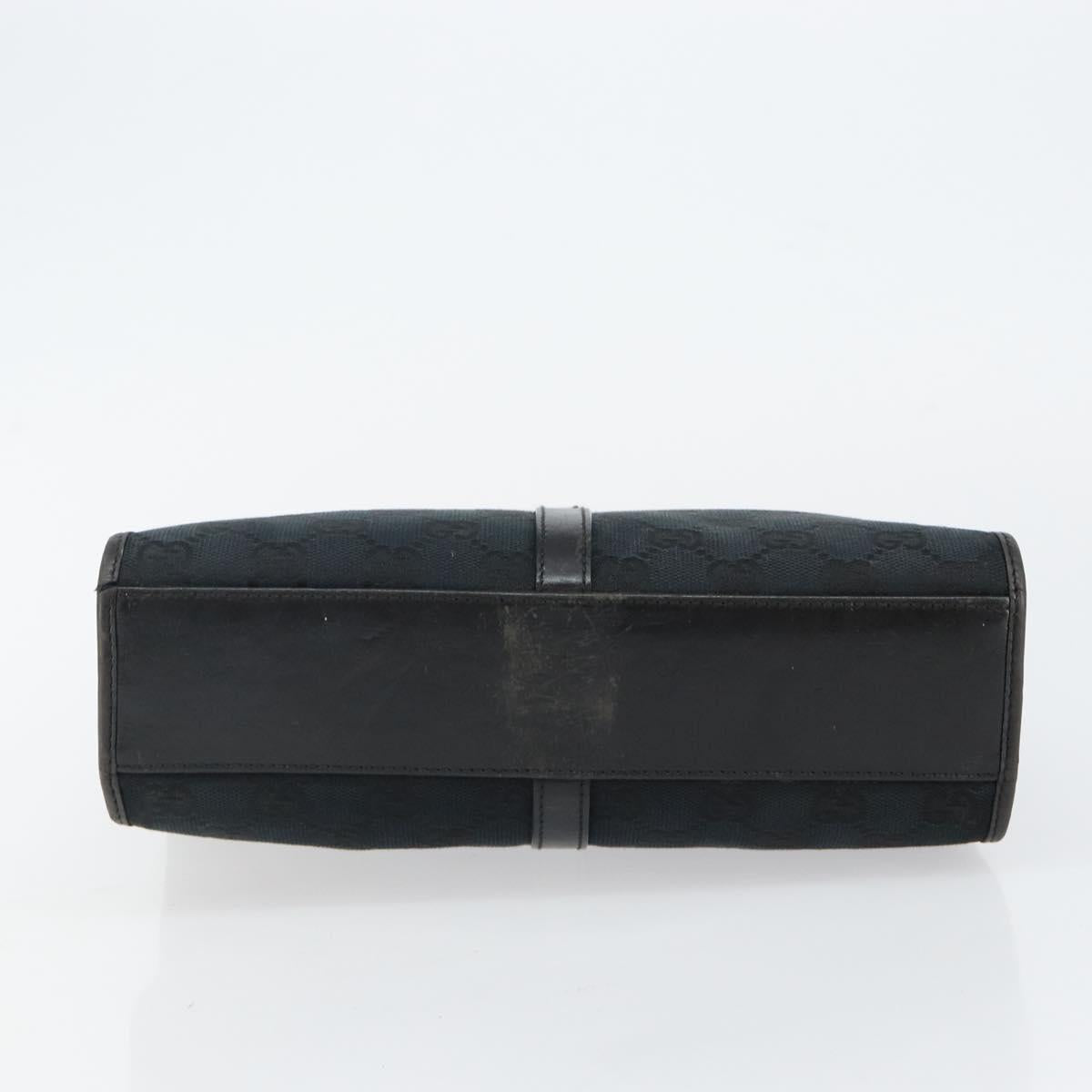 GUCCI GG Canvas Jackie Hand Bag Black Silver 002 1065 Auth 144418