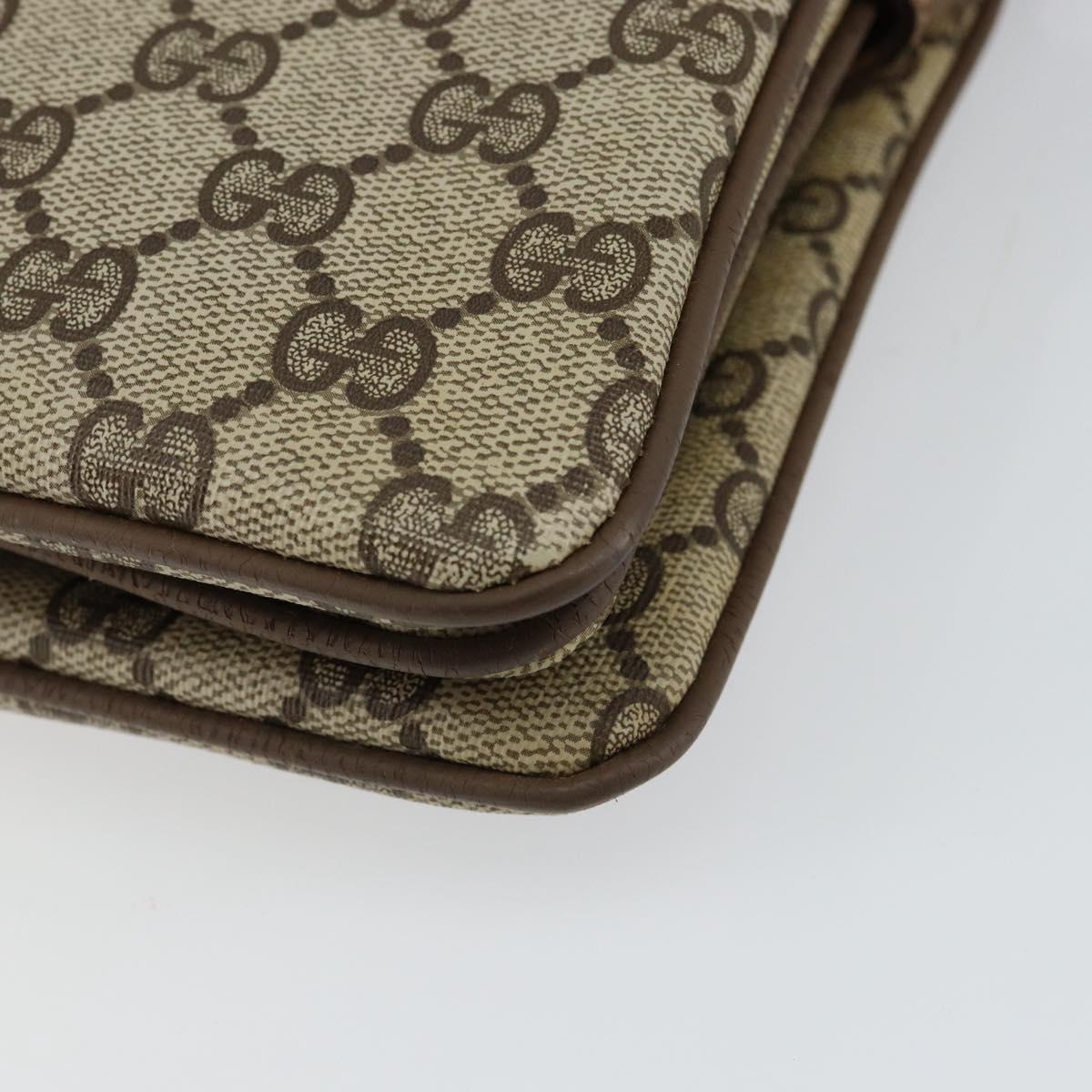 GUCCI GG Supreme Web Sherry Line Bag PVC Beige Gold 14 02 013 Auth 144420