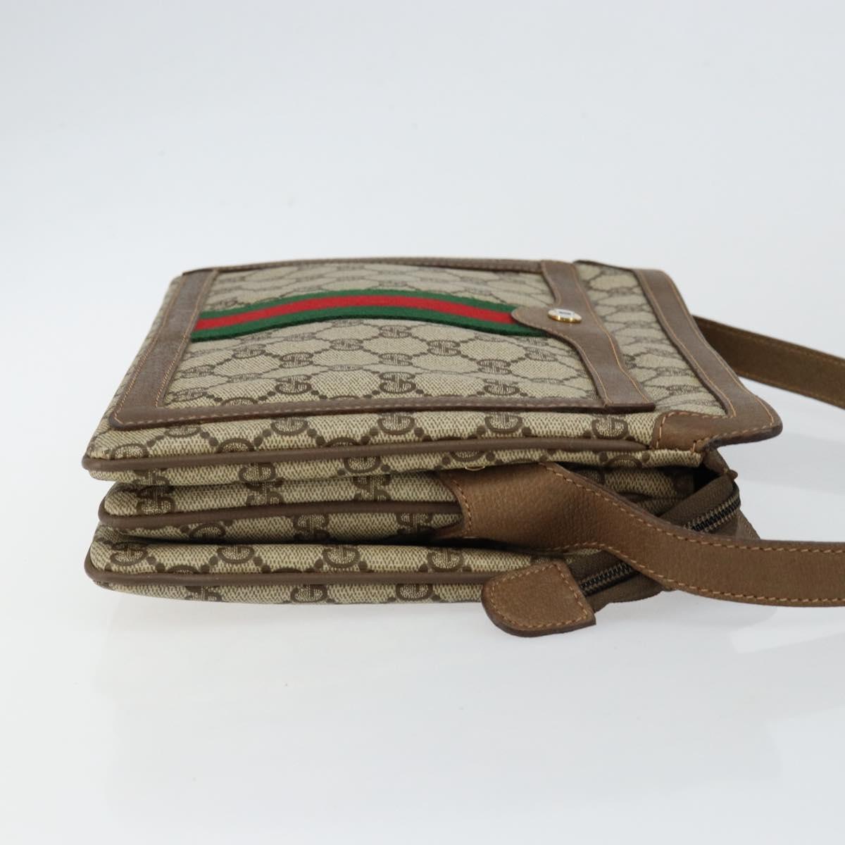 GUCCI GG Supreme Web Sherry Line Bag PVC Beige Gold 14 02 013 Auth 144420