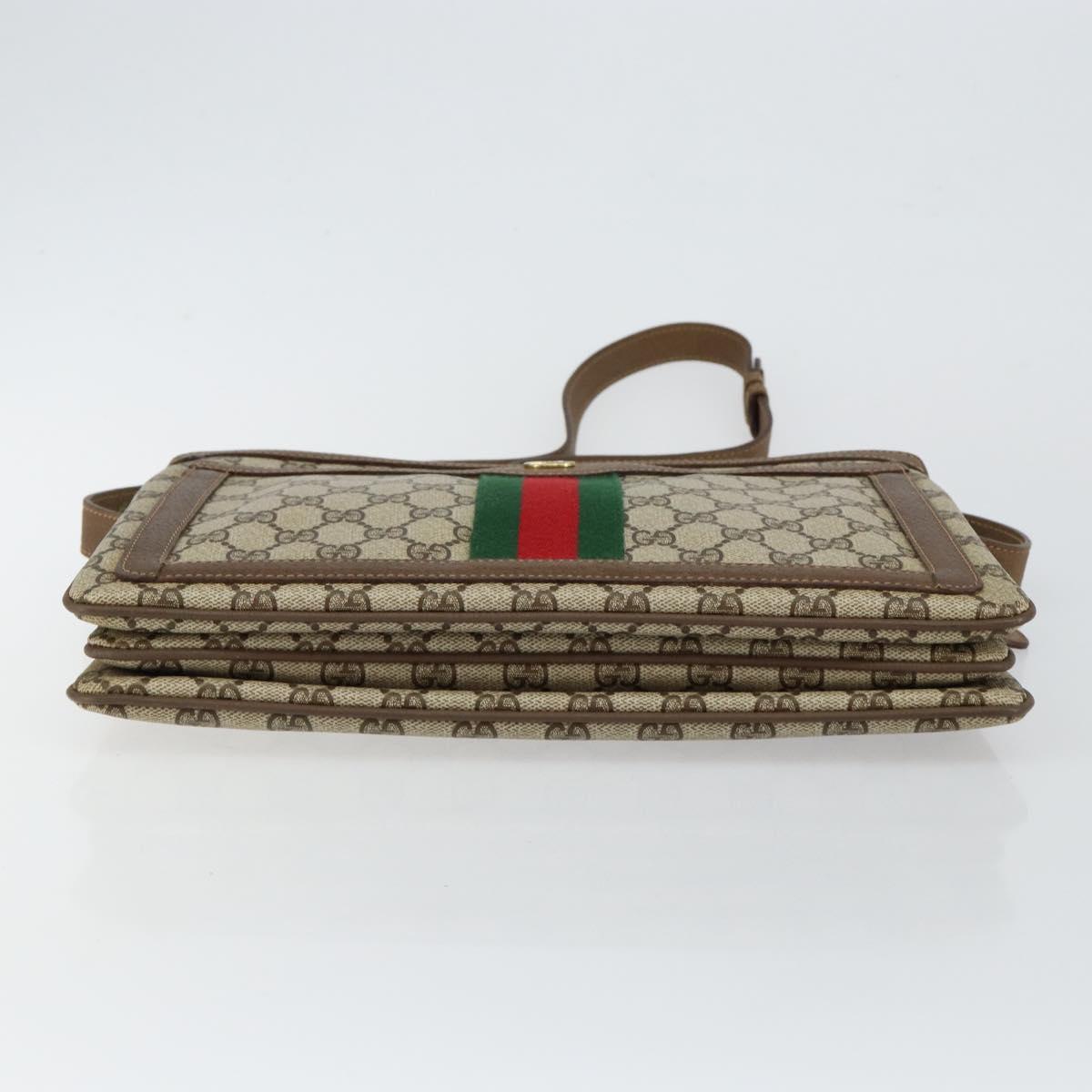 GUCCI GG Supreme Web Sherry Line Bag PVC Beige Gold 14 02 013 Auth 144420
