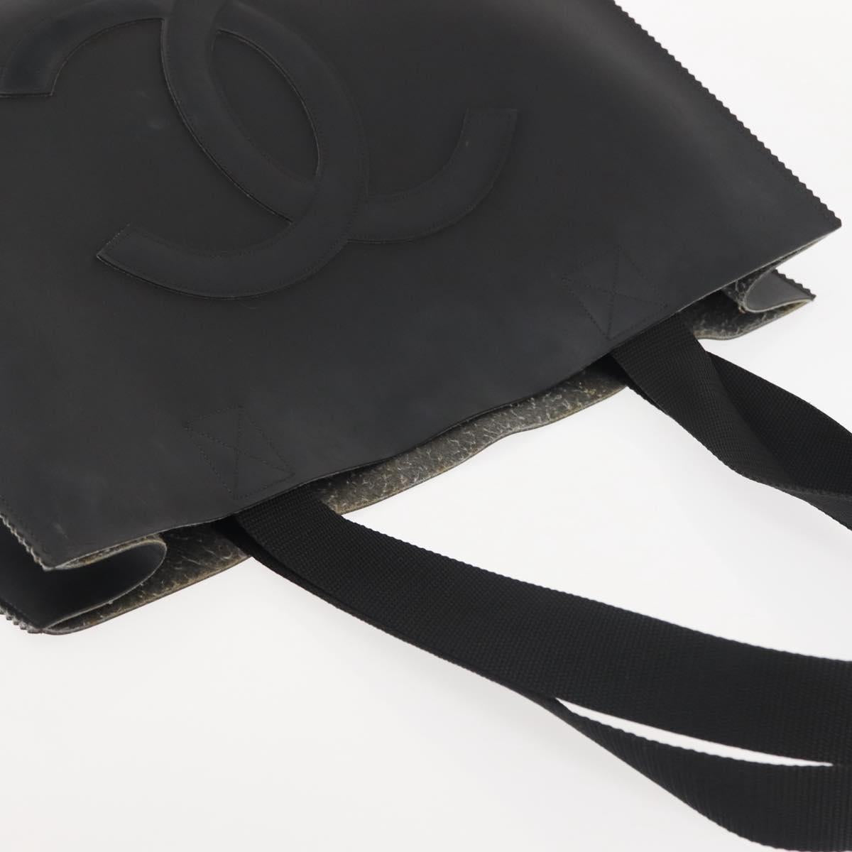 CHANEL COCO Mark Tote Bag Rubber Black CC Auth 144424