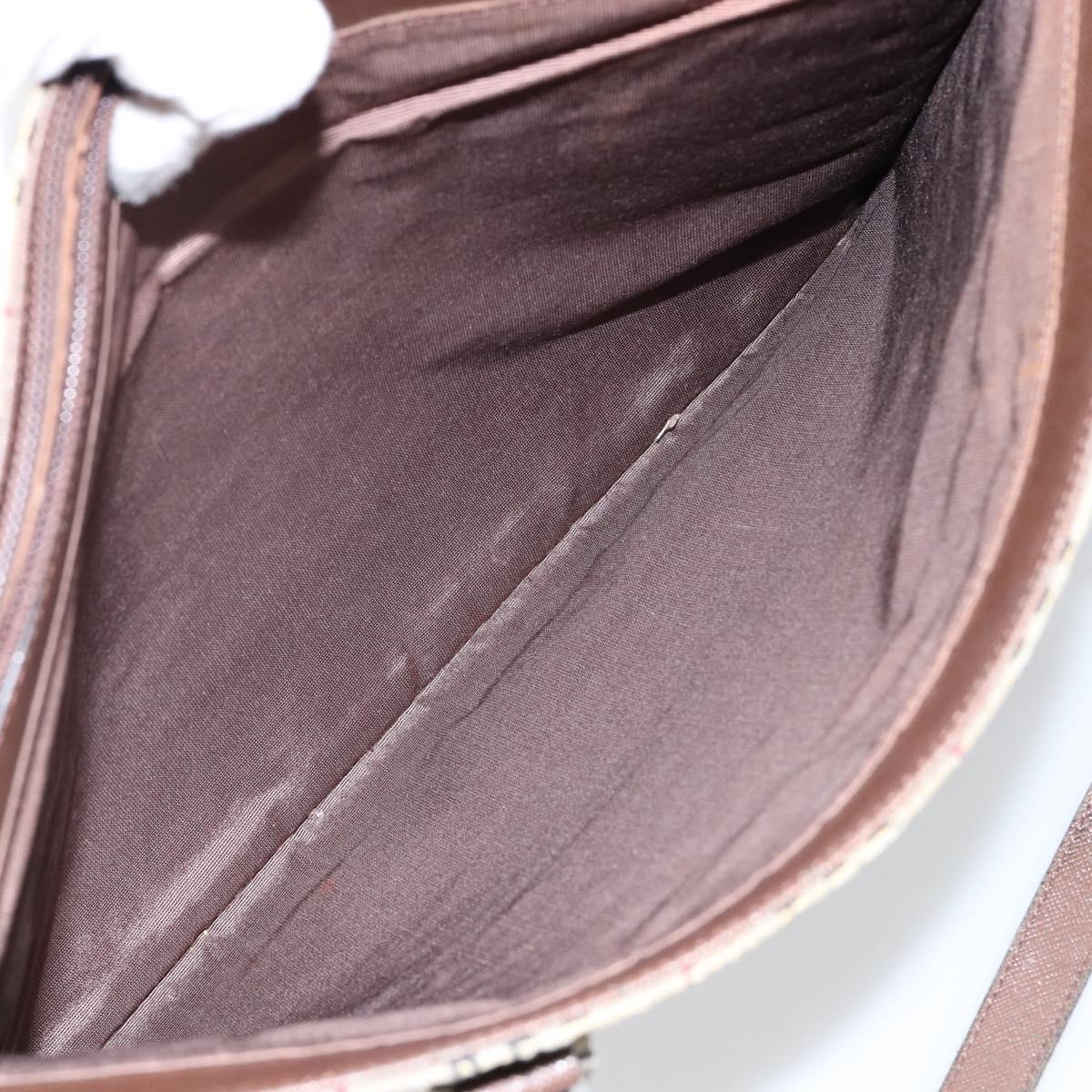 BURBERRY Nova Check Tote Bag Canvas Leather Beige Silver Auth 144429