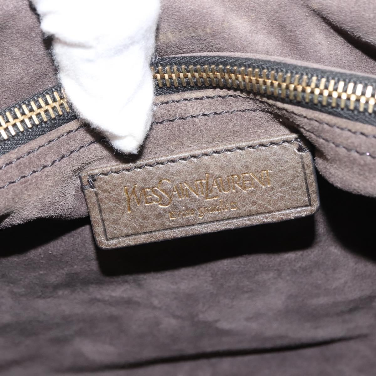 SAINT LAURENT Muse Toe Shoulder Bag Leather Khaki Gold 197148 Auth 144430