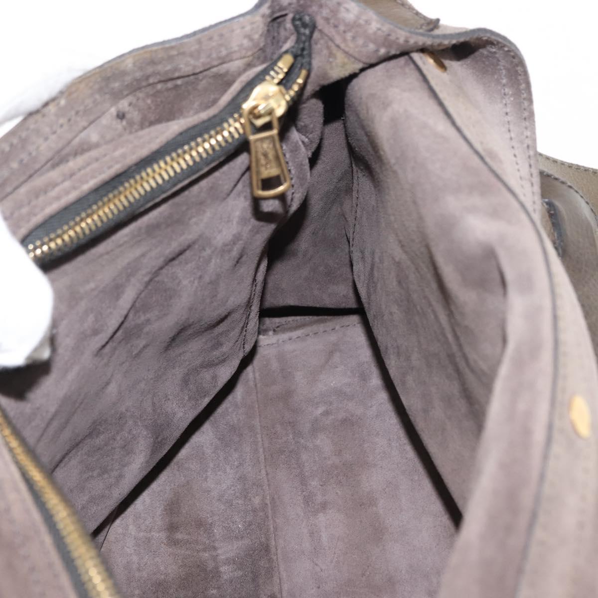 SAINT LAURENT Muse Toe Shoulder Bag Leather Khaki Gold 197148 Auth 144430