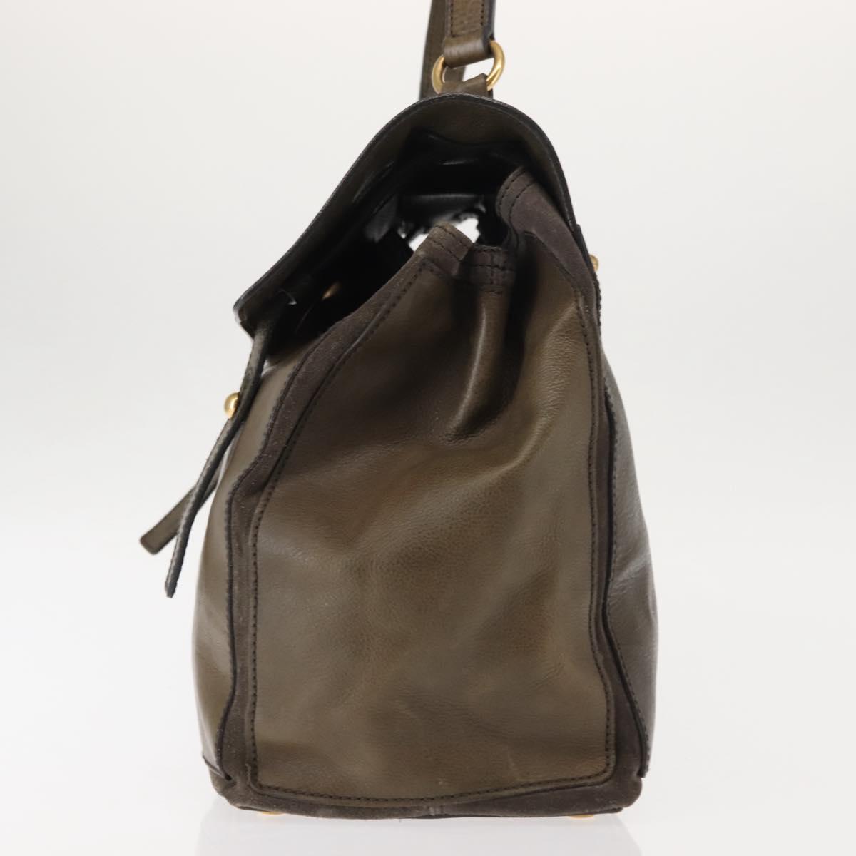 SAINT LAURENT Muse Toe Shoulder Bag Leather Khaki Gold 197148 Auth 144430